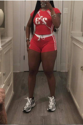 Raglan Crop Top & Athletic Shorts Set