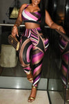 Sxy Geometric Color Block Sleeveless Set