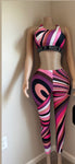Sxy Geometric Color Block Sleeveless Set