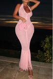 Lw Tassel Design Solid Color Maxi Dress