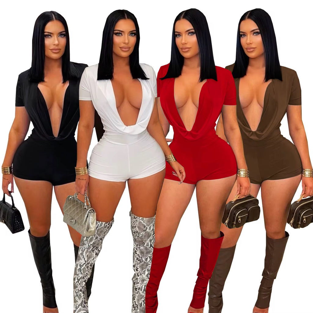 COWL NECK SHORT SLEEVE ROMPER